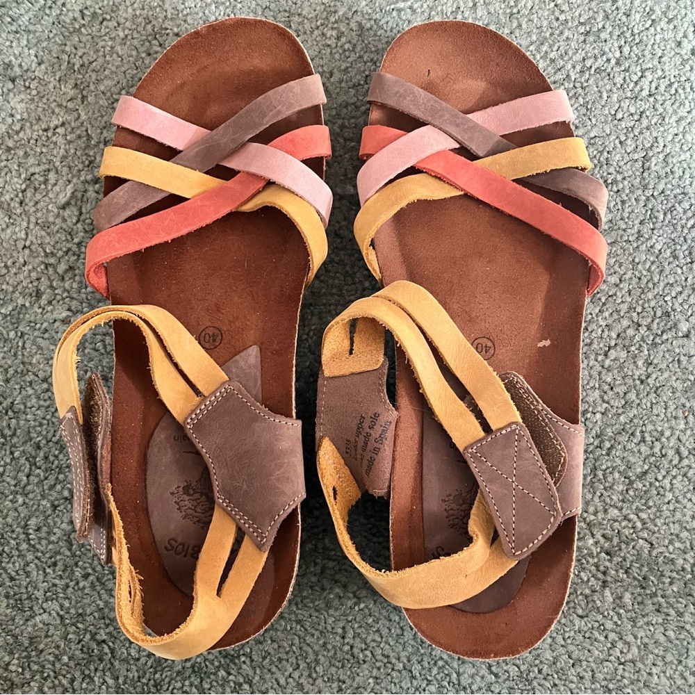 Inter-bios colorful leather sandals